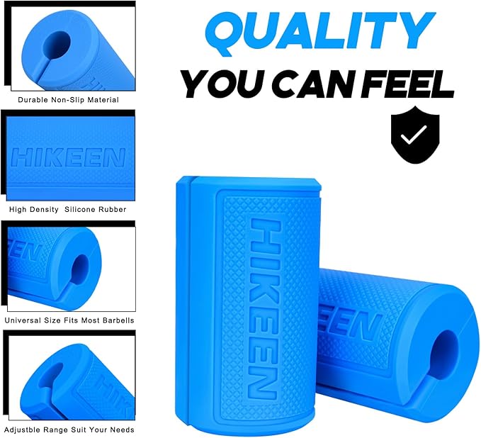 Hikeen Thick Bar Dumbbell Grips,Non Slip Hard Rubber Barbell Grips,Grips for Weight Lifting, Muscle Building-1.77", 2", 2.25" & 2.75" Outer Diameter