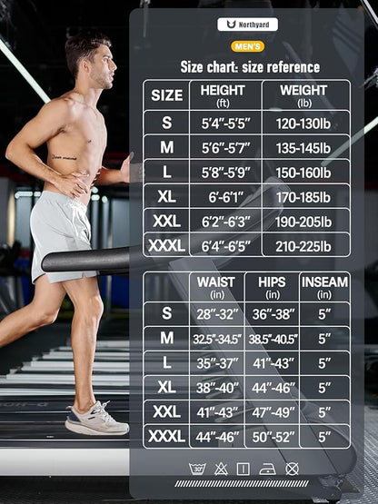 NORTHYARD Men's Running Athletic Shorts 5'' Workout Gym Tennis Short Quick Dry Lightweight Active Sports Basketball