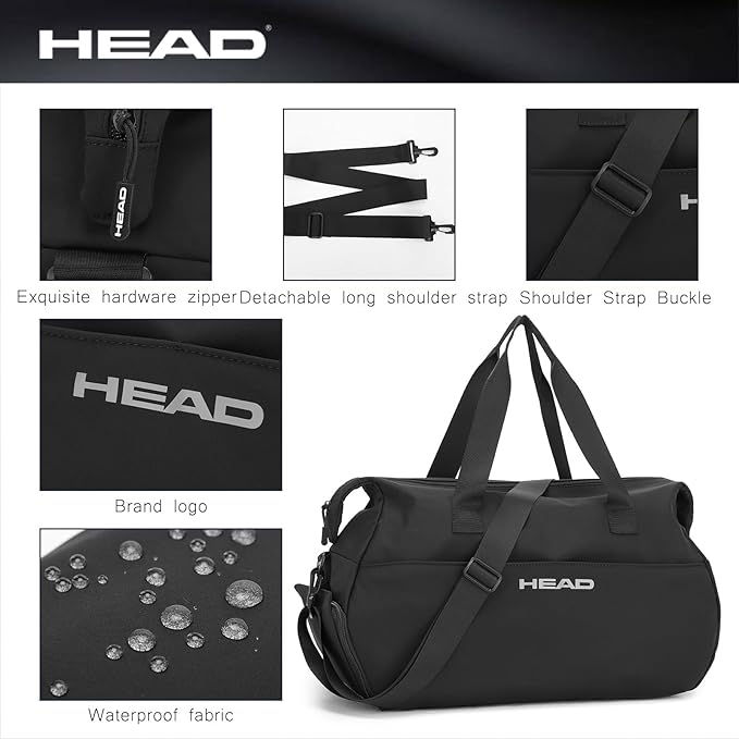 HEAD 32L Carry On Women Gym Duffel Bag with Shoes Compartment, Lightweight Crossbody Women Sport Bag for Men & Women, Workout Tote Bag Handbag for Business/Fitness/Yoga/Weekender Overnight
