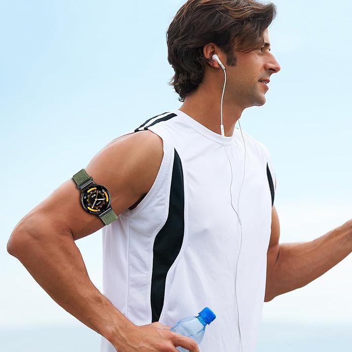 22mm Sport Ankle/Arm Band Compatible with Amazfit Helio, Quick Release Breathable Nylon Bicep Strap Replacement for Garmin Venu 3/Venu 2/Vivoactive 4 & Forerunner 570-47mm/265/255/255 Music