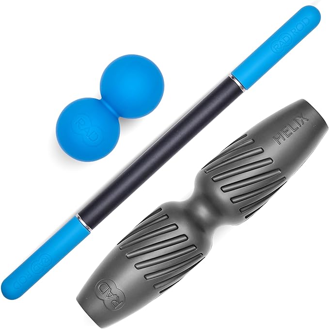RAD Portable Travel Bundle ??Compact Myofascial Release Massage Set, Travel-Friendly Muscle Recovery Tools - Includes Exercise Foam Roller, Massage Stick, and Peanut Ball