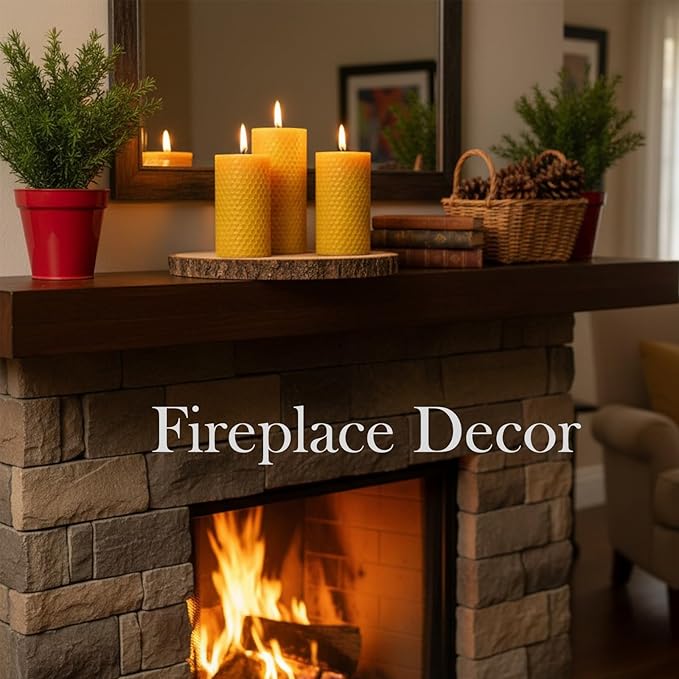 4 Packs 3x6 Inch Beeswax Candles, Large Honeycomb Beeswax Pillar Candles, 45 Hours Burn Time, Natural Pure Bees Wax Candle Handmade Gift for Home Decor, Candle Lovers, Air Purify