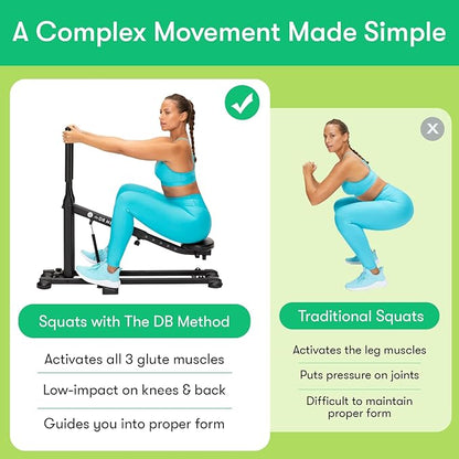 The DB Method Squat Machine, Workout Equipment for Home Gym, Exercise Leg and Glutes, Low Impact Lower Body Fitness Workouts, Training for Total-Body, Easy Setup, Foldable for Storage