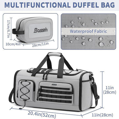 Bosstin Gym Bag for Men & Women,45L Travel Duffle Sports Duffel Bag Gym Weekender Overnight Backpack with Shoe Compartment (GREY CHECKERED)