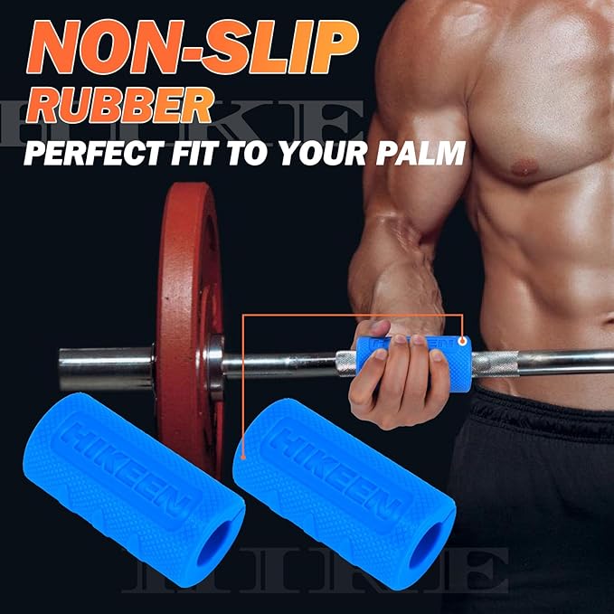 Hikeen Thick Bar Dumbbell Grips,Non Slip Hard Rubber Barbell Grips,Grips for Weight Lifting, Muscle Building-1.77", 2", 2.25" & 2.75" Outer Diameter
