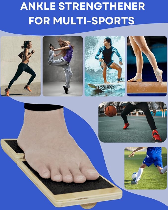 Ankle Strengthener, Single Leg Balance Board for Ankle Rehab, Foot Trainer for Mobility, Foot Stretcher for Sprained Ankle, Balancing Wobble Board, Posture Board, Arch Trainer with Brace