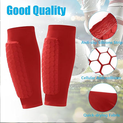 Soccer Shin Guards Shin Pads for Kids Youth Adult, Calf Compression Sleeve with Honeycomb Pads, Support for Shin Splint Baseball Boxing Kickboxing MTB
