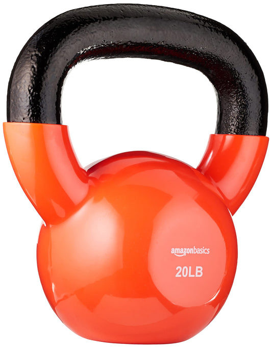 Amazon Basics Vinyl Coated Cast Iron Kettlebell for Strength Training, 20 Pounds, Textured Wide