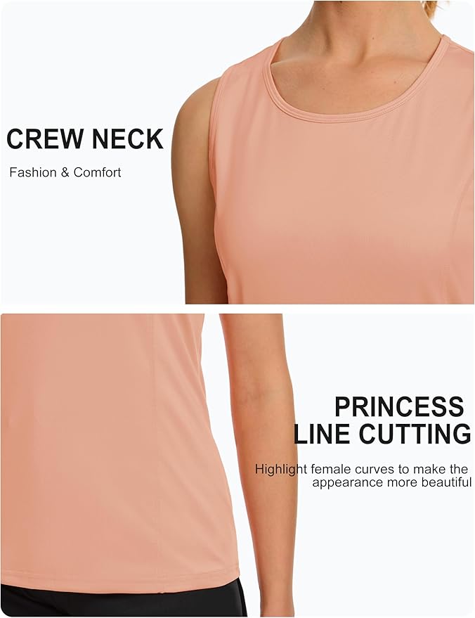 TACVASEN Women's UPF 80+ Workout Tank Top Sleeveless Quick Dry Sun Protection Hiking Athletic Gym Yoga Running Shirts