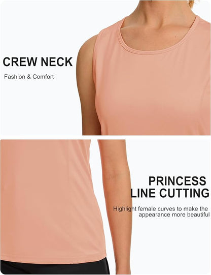 TACVASEN Women's UPF 80+ Workout Tank Top Sleeveless Quick Dry Sun Protection Hiking Athletic Gym Yoga Running Shirts