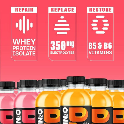 Protein2o Hydration Drink - 2-in-1 Liquid Clear Whey Protein Isolate and Electrolyte Drink - 20g Protein, Vitamins B5, B6 - Post-Workout Recovery - 16.9 Fl Oz - 12 Count Variety Pack