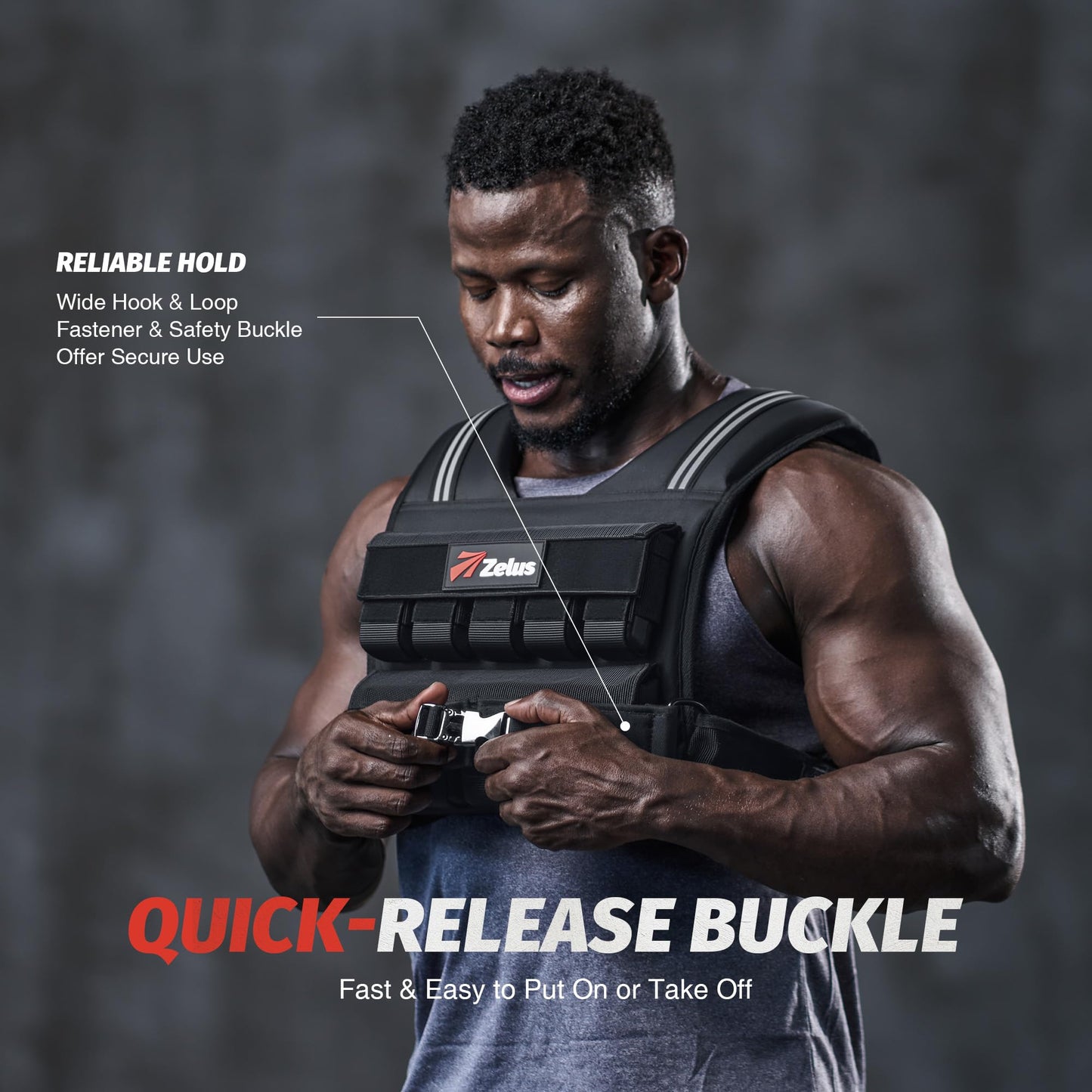 ZELUS Weighted Vest Men, 45lb Adjustable Weight Vest,Removable Iron Weights