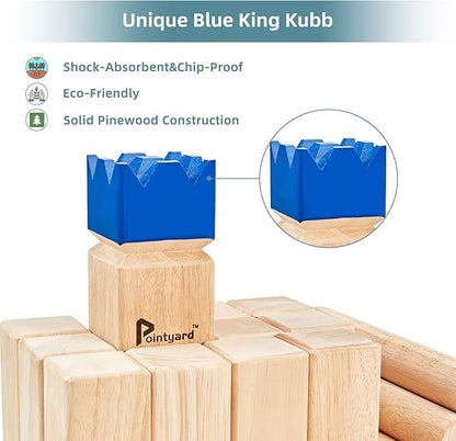 Pointyard Kubb Yard Game Set, Kubb Game Set with Carrying Bag - Wooden Toss Game Set for Outdoor Lawn Teenagers Adults Family