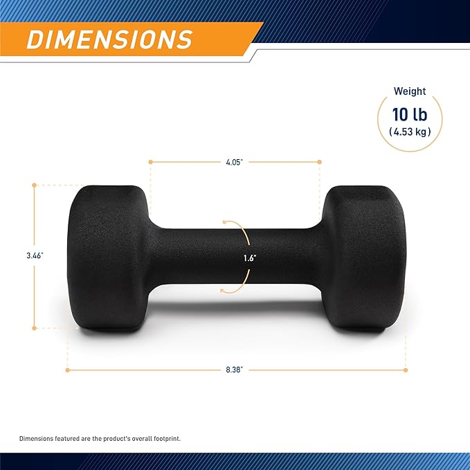 Marcy Colored Neoprene Dumbbell (Sold in Singles or Set) Hand Weights, Exercise Free Weights for Home Gym