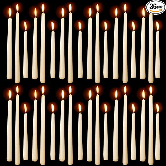 MTLEE Multi Height Beige Taper Candles - Unscented, 8/10/12 Inch, 8 Hour Burn Time, Perfect for