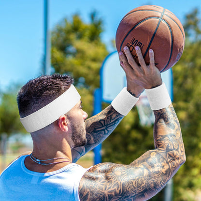 BEACE Sweatbands Sports Headband for Men & Women - Moisture Wicking Athletic Cotton Terry Cloth