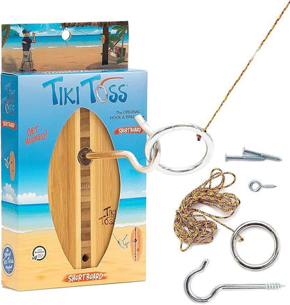 Tiki Toss Ring Toss Game for Adults & Kids - Hook and Ring Games with String and Hooks for Indoor/Outdoor Use, Man Cave Decor & Stuff, Gifts for Men - Standard or Deluxe 12.3" / Tiny 5"