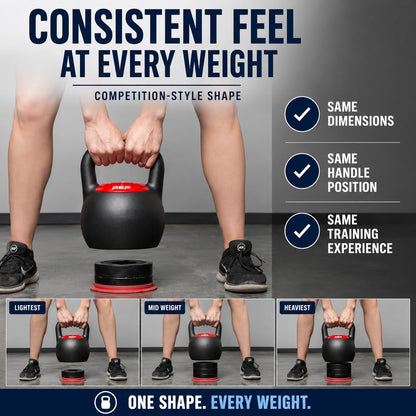 Rep Fitness Adjustable Kettlebell | 40 lb | Weight Set for Home Gym | Strength Training Equipment