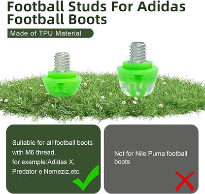 Soccer Cleat Studs, Replacement TPU Football Spikes with Wrench, Lightweight & Durable for Adidas Firm Ground Boots, M6 Thread 8x6mm + 4x9mm, 12PCS