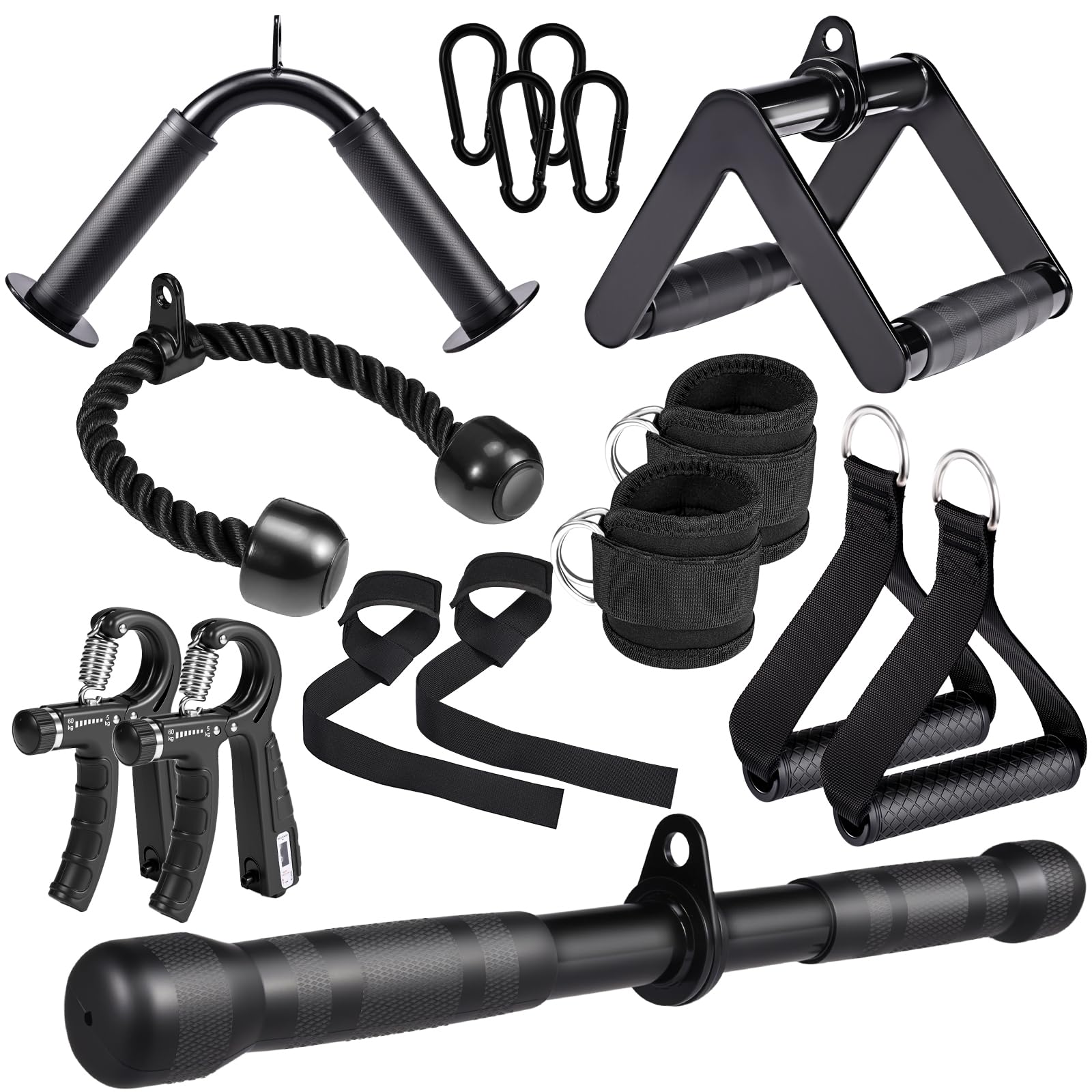 10-in-1 Cable Machine Attachments Set, LAT Pulldown Attachments Cable Accessories for Home Gym
