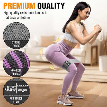 Fabric Resistance Bands for Working Out - Exercise Bands for Women and Men, Booty Bands for Legs and Glute, Yoga, Pilates, Rehab, Fitness and Home Workout