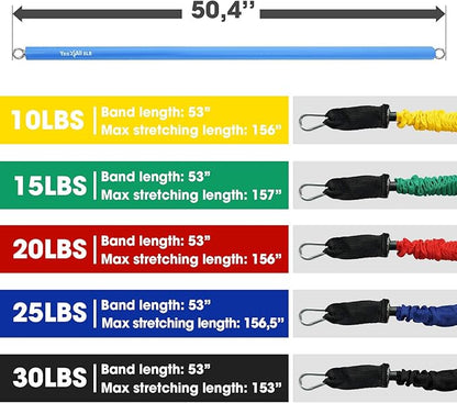 Yes4All Total Body Workout Weighted Bar, Resistance Band Bar, Racks for Strength Training, Exercise Bar for Yoga in Home and Gym - Single/Combo