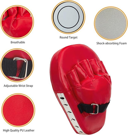 3-in-1 Boxing Pads and Kick Punching Mitts Set, Leather Hand Target Focus Pads, MMA Muay Thai Pads for Kicking Taekwondo Karate Kickboxing, Kids Adults Boxing Training Sparring Gear Equipment