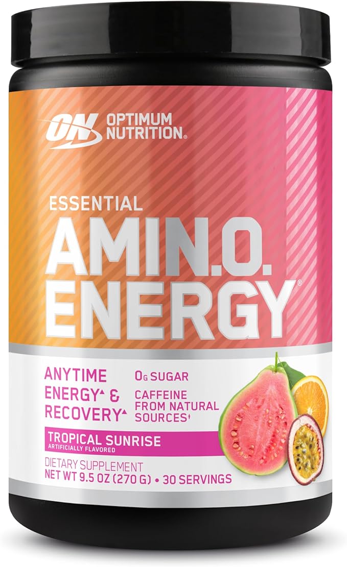 Optimum Nutrition New Flavor Amino Energy - Pre Workout with Green Tea, BCAA, Amino Acids, Keto Friendly, Green Coffee Extract, Energy Powder - Tropical Sunrise, 30 Servings (Packaging May Vary)