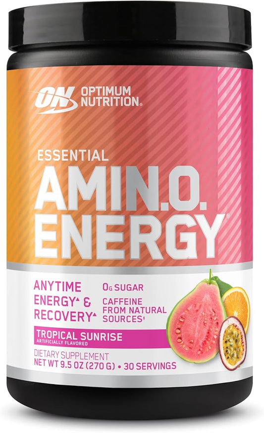 Optimum Nutrition New Flavor Amino Energy - Pre Workout with Green Tea, BCAA, Amino Acids, Keto Friendly, Green Coffee Extract, Energy Powder - Tropical Sunrise, 30 Servings (Packaging May Vary)