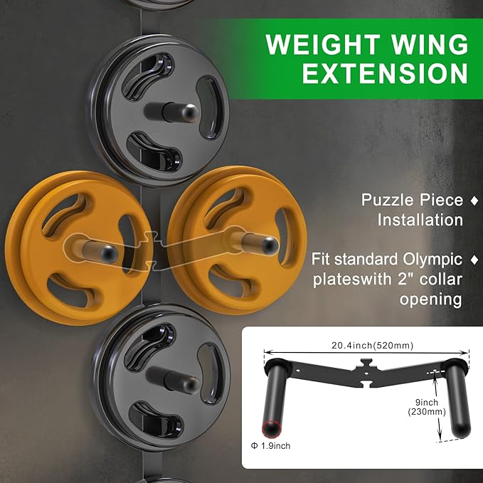 "Kipika Weight Plate Storage Rack - Wall Mounted Weight Plate Holder with Durable Steel Construction Organizer for Olympic Plates, 1000lb Capacity, Space-Saving for Home Gym"