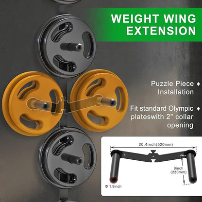 "Kipika Weight Plate Storage Rack - Wall Mounted Weight Plate Holder with Durable Steel Construction Organizer for Olympic Plates, 1000lb Capacity, Space-Saving for Home Gym"