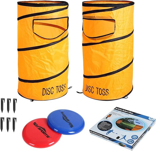 Folding Disc Toss Game Set - Flying Disc Toss Dunk Game Set - Includes 2 Disc Targets with Bean Bag