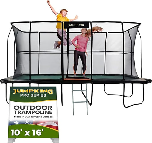 JumpKing Rectangle Trampoline Outdoor with Enclosure, Ladder, and Net, Large Recreational
