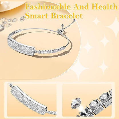 Sleep & Fitness Tracker with 2 Bands, Stylish & Ultra-Light Smart Bracelet for Women, 24/7 Heart Rate, Blood Oxygen & Stress Monitor, Waterproof Health Trackers Gifts for Girls, No Subscription-Silver