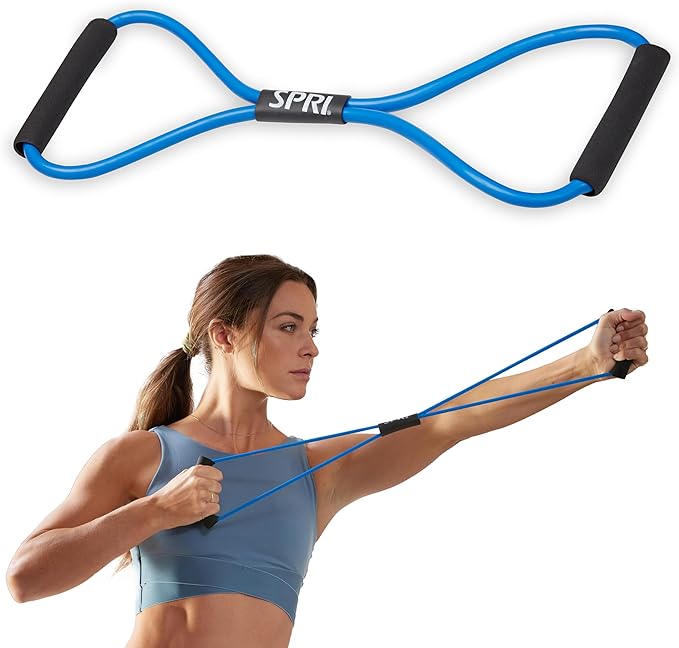 SPRI Ultra Toner Figure 8 Resistance Band with Padded Handles Great for Stretch, Exercise, Fitness Training, Yoga, Resistance Weights, Therapy, Gym or Home Workout Equipment.