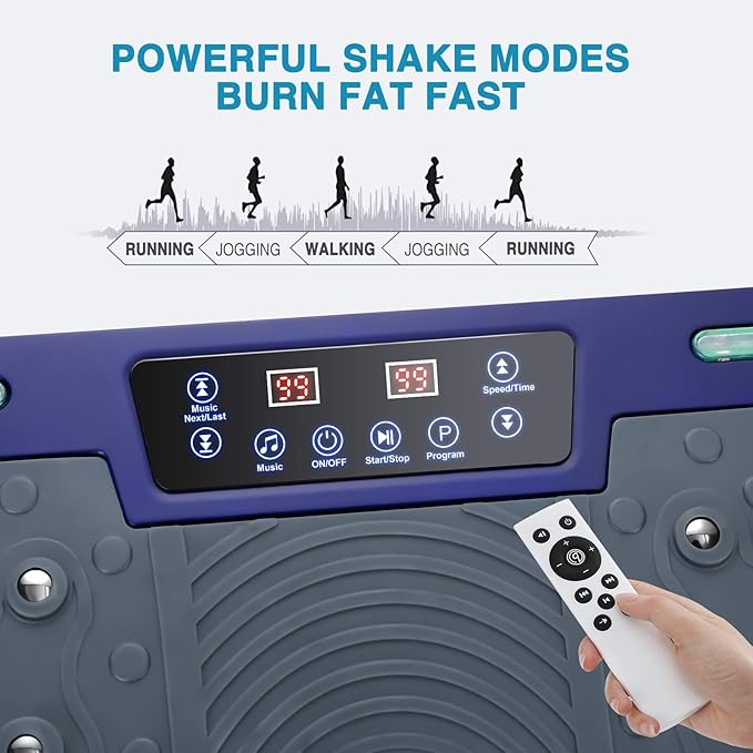 Vibration Plate Exercise Machine - Whole Body Workout Vibration Platform Lymphatic Drainage Machine for Weight Loss Home Fitness with Resistance Bands Remote