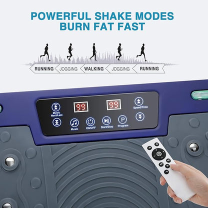 Vibration Plate Exercise Machine - Whole Body Workout Vibration Platform Lymphatic Drainage Machine for Weight Loss Home Fitness with Resistance Bands Remote