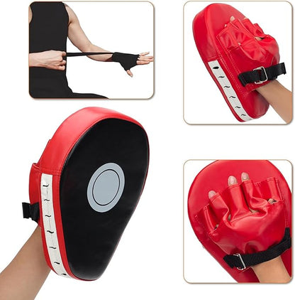 3-in-1 Boxing Pads and Kick Punching Mitts Set, Leather Hand Target Focus Pads, MMA Muay Thai Pads for Kicking Taekwondo Karate Kickboxing, Kids Adults Boxing Training Sparring Gear Equipment