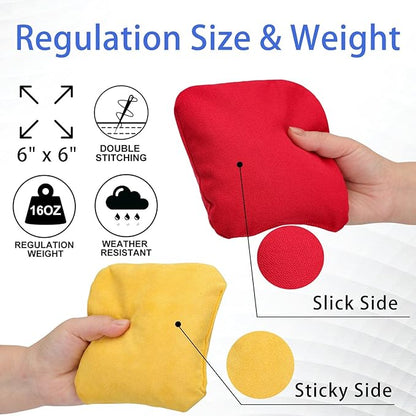 EunHo Dual Sided Cornhole Bags Regulation Set of 8 Professional Cornhole Bean Bags Slick and Stick for Tossing Game-All Weather