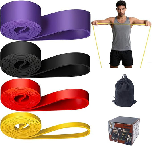 Resistance Bands, Pull Up Assistance Bands Set of 4, Workout Bands for Exercise, Fintness, Body Stretching, Muscle Training, Physical Therapy for Men Women - Carry Bag Included
