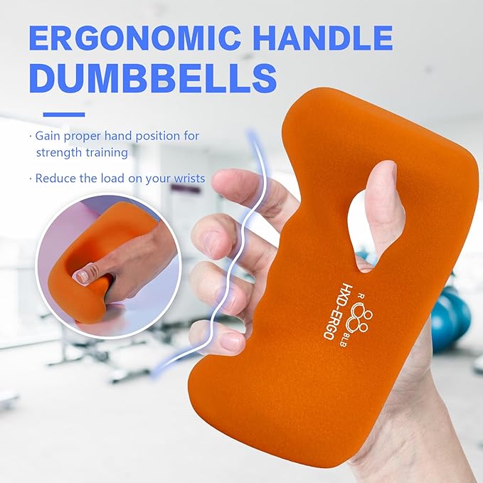 Ergonomic Dumbbells Weights Set-Hand Weights for Women at Home, Ear Dumbbells Weights for Pilates, Yoga, Jogging,Strength Training
