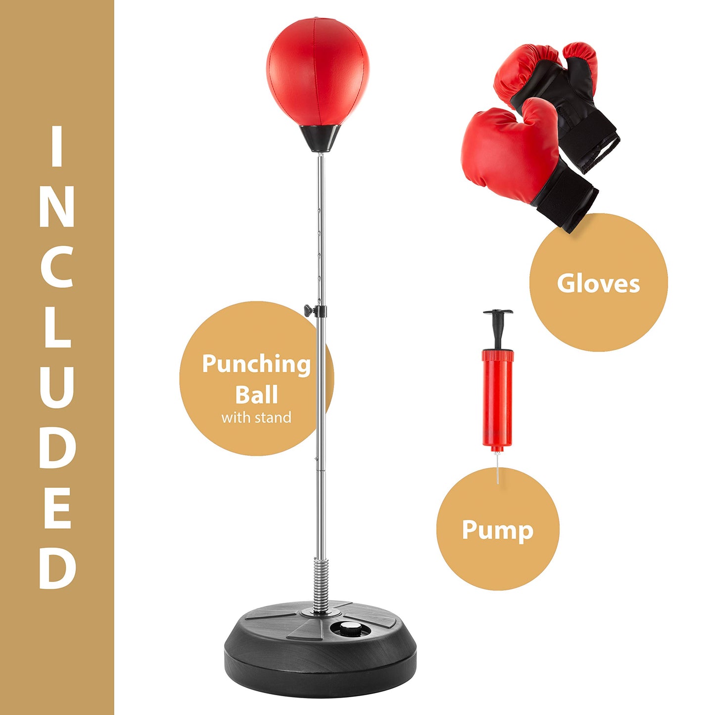 Tech Tools Punching Bag with Stand Adjustable Boxing Speed Bag Teens Adults