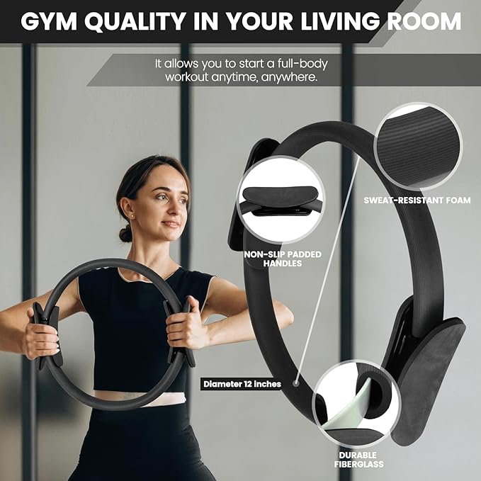 Home Pilates Essentials Kit for Women,Pilates Equipment Set with 9 Inch Yoga Ball,Figure 8 Resistance Band,Pilates Bands & Accessories,Pilates Ring and Ball Set for Beginners Home Workouts