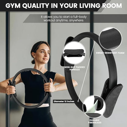 Home Pilates Essentials Kit for Women,Pilates Equipment Set with 9 Inch Yoga Ball,Figure 8 Resistance Band,Pilates Bands & Accessories,Pilates Ring and Ball Set for Beginners Home Workouts