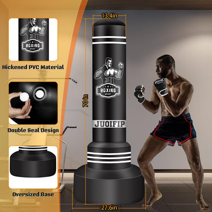 Standing Punching Bag for Adults, 70'' Boxing Bag with Gloves and Pump