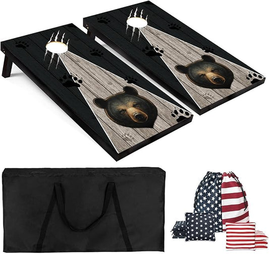 Cornhole Board Set with Carrying Bags & 8 Bean Bags Corn Hole Boards Bean Toss Game for Adults