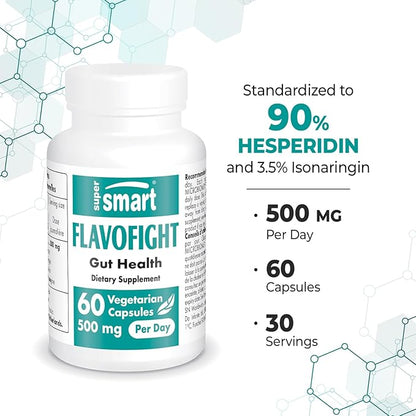 SuperSmart - FlavoFight 500mg per Day (Patented & High Strength) - Citrus Sinensis Extract Supplement - Orange Flavonoids | Non-GMO & Gluten Free - 60 Vegetarian Capsules