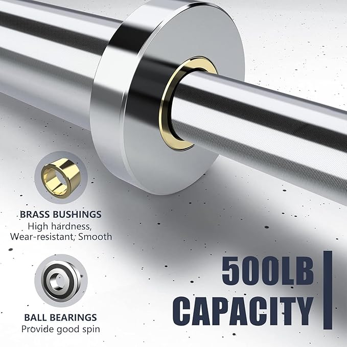 TECHNOAGE Olympic EZ Curl Bar, 47" Curl Bar(350/500LBS Capacity) 20LB, Solid Steel, Chrome Finish Barbell with Copper Sleeve and Bearing for 2-inch Plates, for Weight Lifting,Hip Thrusts,Squat,Biceps-Home Gym Weight Bar