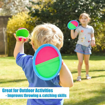 Ayeboovi Toss and Catch Paddle Ball Game Outdoor Beach Pool Sand Toys Outside Lawn Yard Games for 3 4 5 6 7 8 9 10 11 12 Year Olds Girls Boys Toys Birthday Gift (2 Paddles 2 Balls)