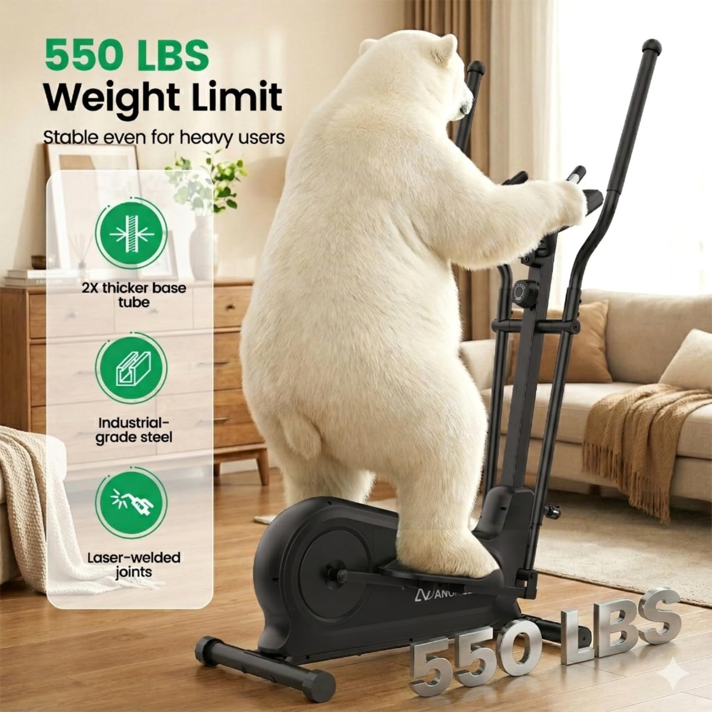 ANCHEER Elliptical Exercise Machine for Home, Foldable Magnetic Elliptical Trainer with 16" Stride